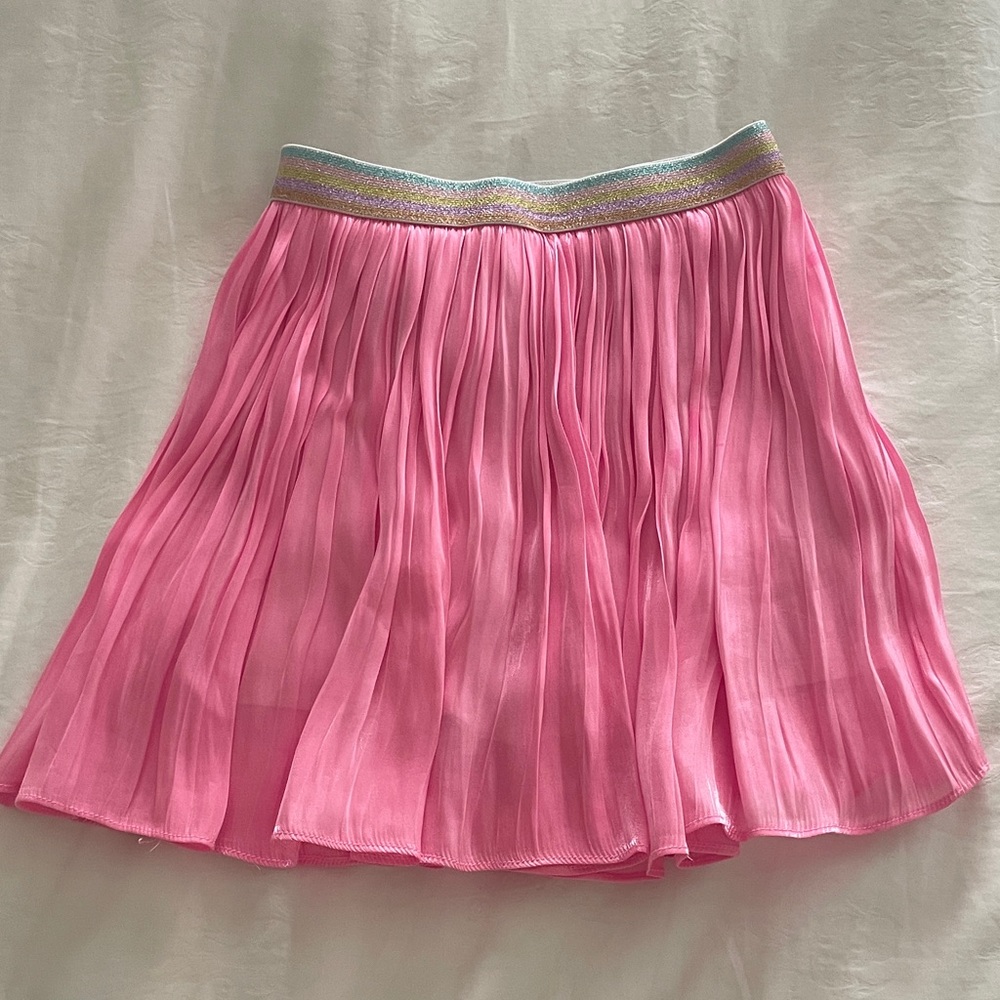 Girl 7-8 Pleated Pink Elastic-Waist Skirt with built in shorts